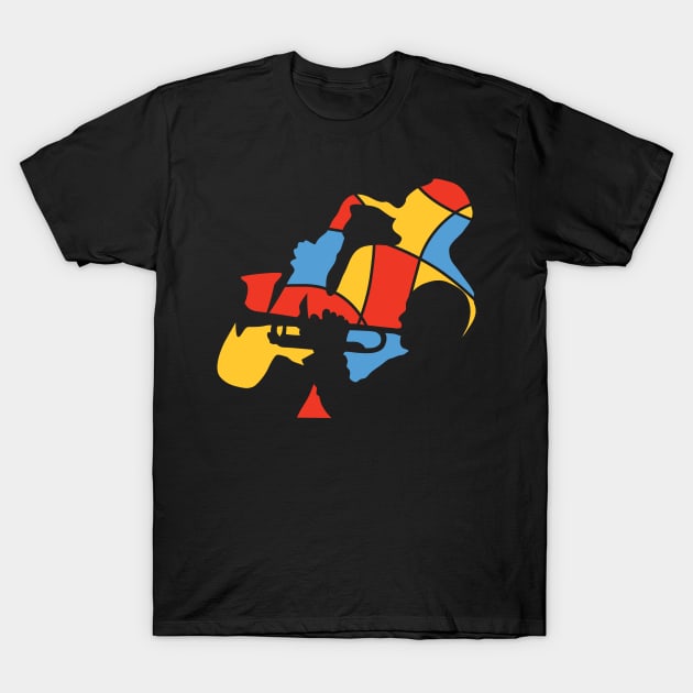 Saxophone and Trumpet Musicians Abstract Style T-Shirt by jazzworldquest